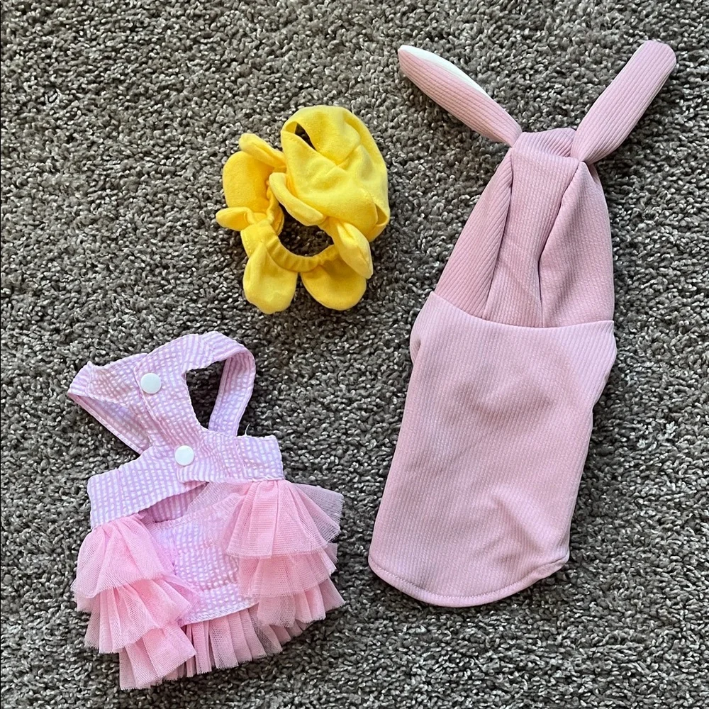 Hallmark Pink and Yellow Bunny Costume Set for Small Pets